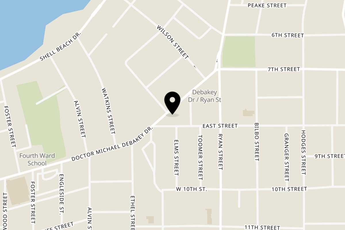 Map showing the location of 121 Artisan Bistro on 121 Dr Michael Debakey Dr in Lake Charles
